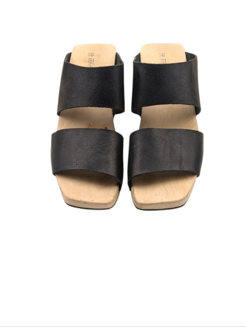 Trippen Bermuda Black Leather Wood Heel Slide Sandals Size 39 US 8 S4092 - Picture 7 of 11
